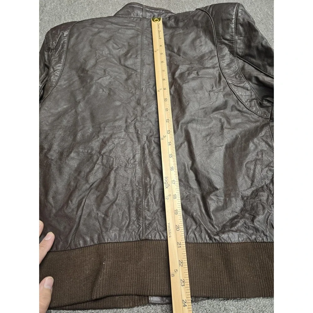 Vintage Bermans Leather Jacket Mens 40 Brown Bomber Faux Fur Lined Made Korea
